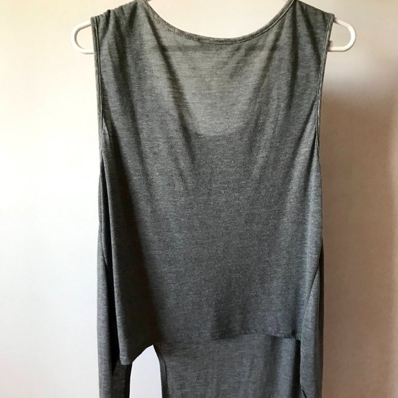 Ardene Light Grey Long Tank Graphic "Just Parfait" With Jewels on the Shoulder - Picture 3 of 4